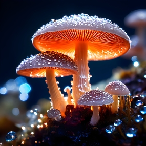 雨后野生蛤蟆菇摄影图片